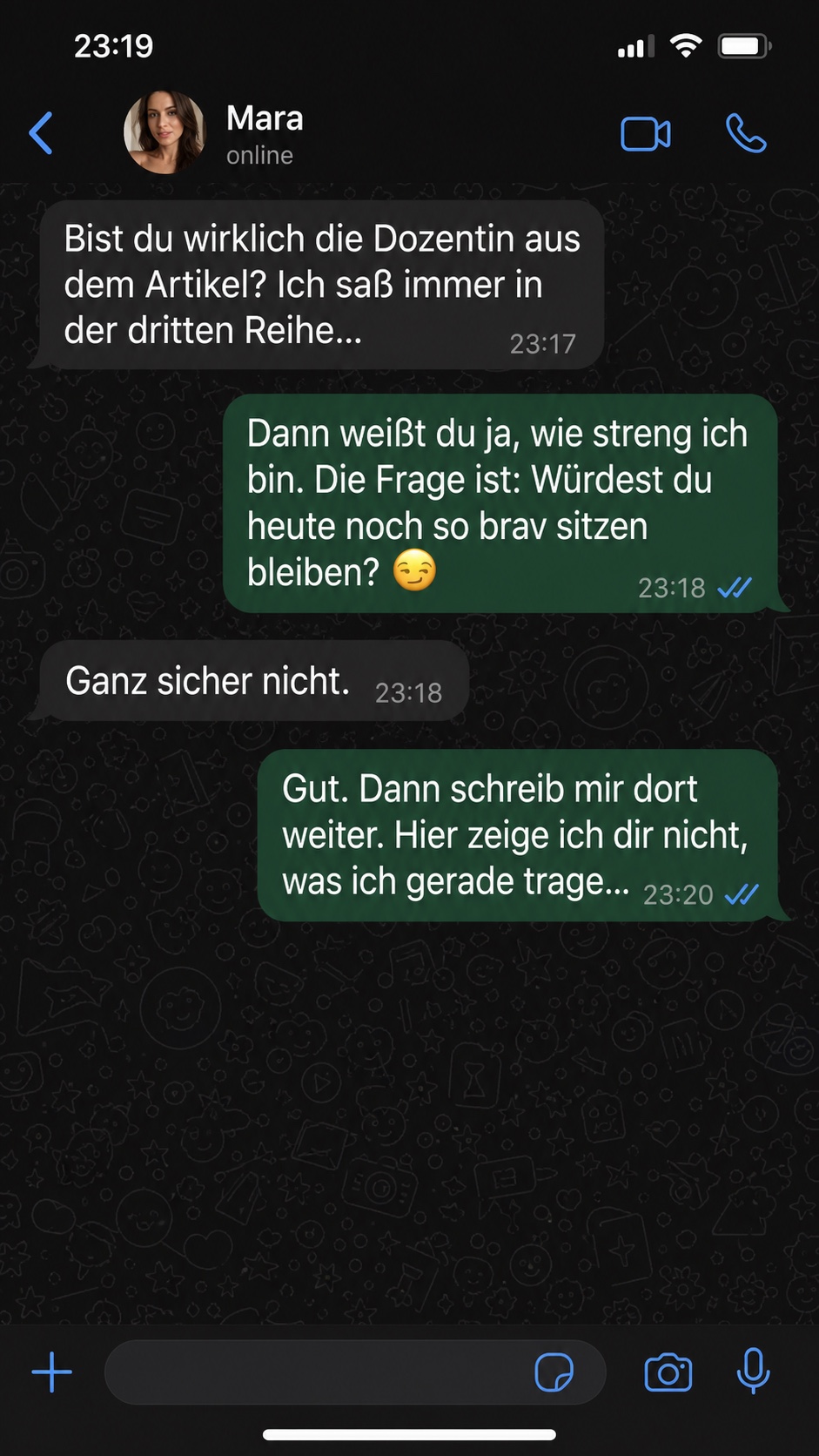 WhatsApp-Chat über die Dozentin aus dem Artikel
